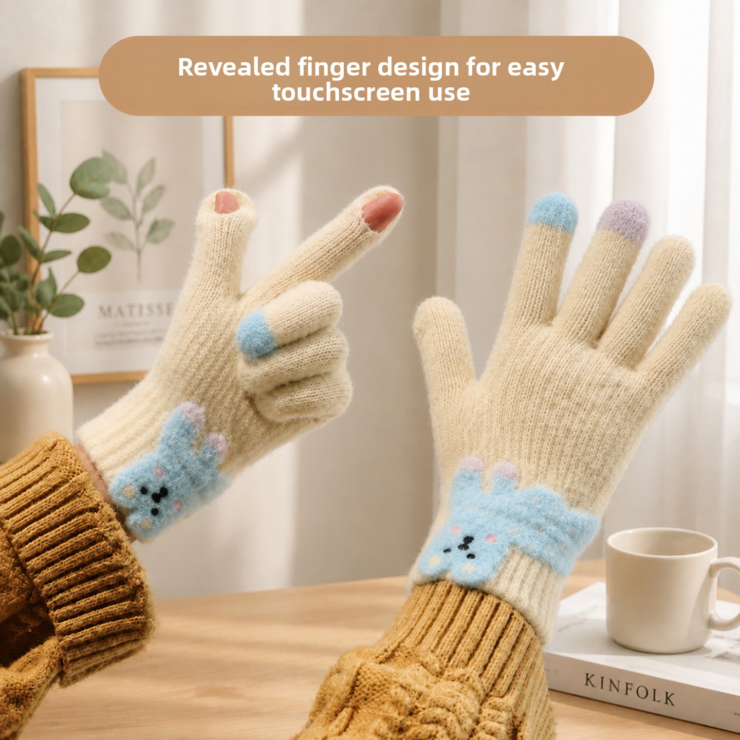 قفازات محبوكة لطيفة على شكل كل - مراجعة Wool Glove Lined وسعره
